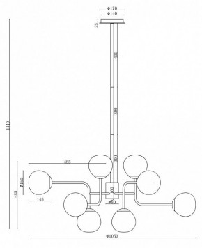 Люстра на штанге Maytoni Erich MOD221-PL-12-N в Советском - sovetskiy.mebel24.online | фото 3