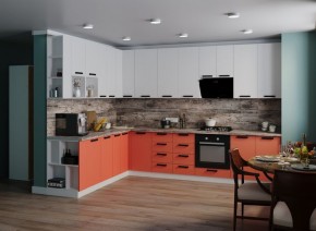 Модульная кухня Осло карбон фарфор/карбон манго в Советском - sovetskiy.mebel24.online | фото 1