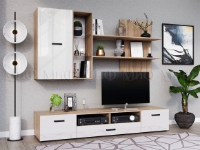 Нэнси New Тумба ТВ ЛДСП (2дв.+1ящ.) Белый глянец/Сонома в Советском - sovetskiy.mebel24.online | фото 3