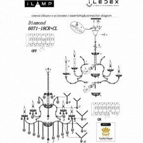 Подвесная люстра iLamp Diamond 6071-18 CR+CL в Советском - sovetskiy.mebel24.online | фото 2