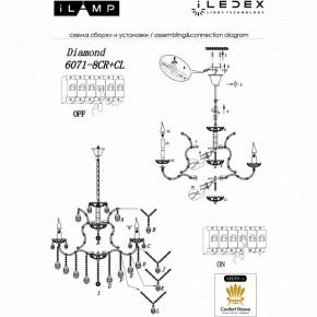 Подвесная люстра iLamp Diamond 6071-8 CR+CL в Советском - sovetskiy.mebel24.online | фото 2