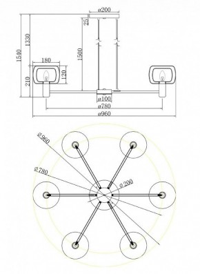 Подвесная люстра Maytoni Vision MOD411PL-06G в Советском - sovetskiy.mebel24.online | фото 6