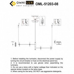 Подвесная люстра Omnilux Indovero OML-51203-08 в Советском - sovetskiy.mebel24.online | фото 3
