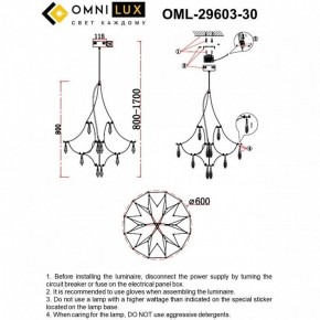Подвесная люстра Omnilux Perelli OML-29603-30 в Советском - sovetskiy.mebel24.online | фото 10