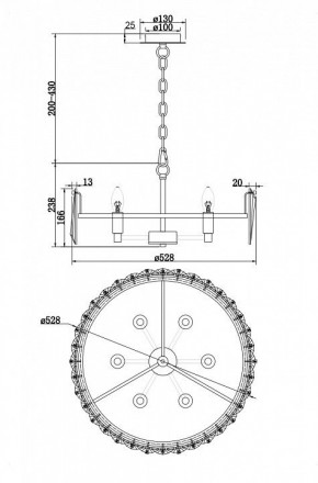 Подвесной светильник Maytoni Puntes MOD043PL-06G в Советском - sovetskiy.mebel24.online | фото 4