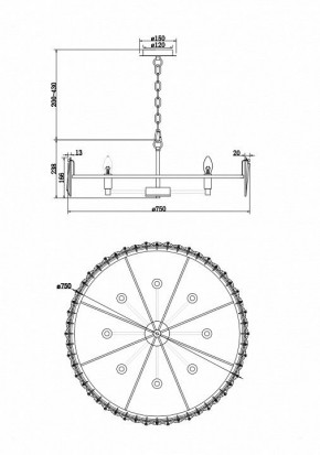 Подвесной светильник Maytoni Puntes MOD043PL-08CH в Советском - sovetskiy.mebel24.online | фото 4