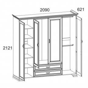 Шкаф 4D2S Z, TIFFANY, цвет вудлайн кремовый в Советском - sovetskiy.mebel24.online | фото 1