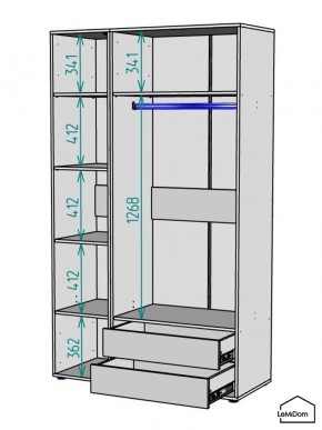 Шкаф Linnea MHR-3PO-2 2050х1200х510 (Белый-М 11.1.2) в Советском - sovetskiy.mebel24.online | фото 3