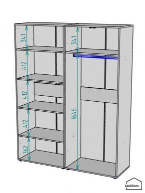 Шкаф Linnea MHR-4-1 2050х1600х510 (Графит-М 11.1.25) в Советском - sovetskiy.mebel24.online | фото 3