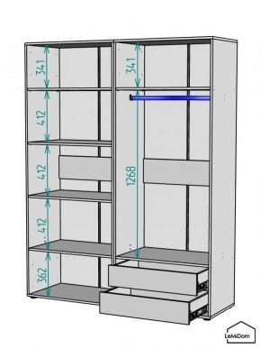 Шкаф Linnea MHR-4PO-2 2050х1600х510 (Белый-М 11.1.1) в Советском - sovetskiy.mebel24.online | фото 3