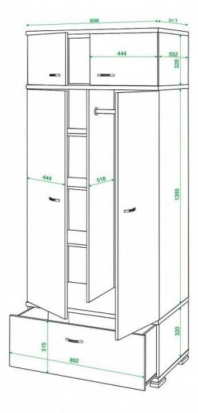 Шкаф платяной Домино КС-20 в Советском - sovetskiy.mebel24.online | фото 3