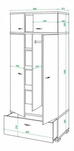 Шкаф платяной Домино КС-20 в Советском - sovetskiy.mebel24.online | фото 3