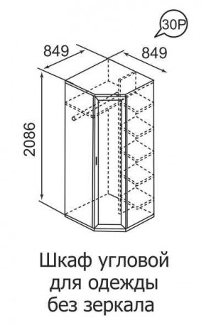 Шкаф угловой для одежды Ника-Люкс 30 без зеркал в Советском - sovetskiy.mebel24.online | фото 3