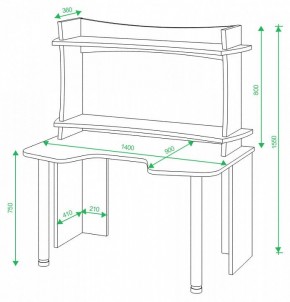 Стол компьютерный Домино Lite СКЛ-Игр140+НКИЛ140ВЛ в Советском - sovetskiy.mebel24.online | фото 2