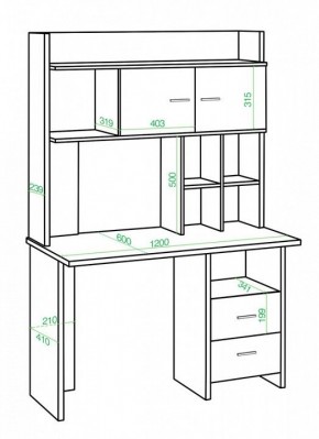 Стол компьютерный Домино Lite СКЛ-Прям120+НКЛХ-120 в Советском - sovetskiy.mebel24.online | фото 2