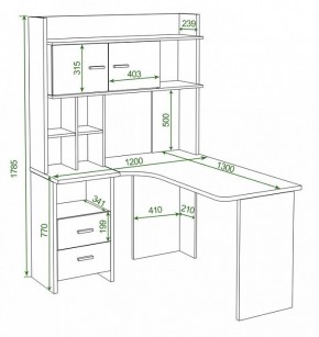 Стол компьютерный Домино Lite СКЛ-Угл130+НКЛХ-120 в Советском - sovetskiy.mebel24.online | фото 2