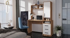 ФАВОРИТ Стол компьютерный (дуб вотан/белый) в Советском - sovetskiy.mebel24.online | фото
