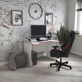 Стол компьютерный ВАРДИГ K2 100x82, белый/красный в Советском - sovetskiy.mebel24.online | фото 4