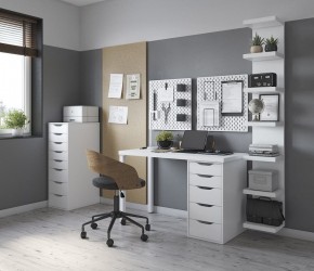 Стол письменный Ингар белый, 140x75, с одной тумбой в Советском - sovetskiy.mebel24.online | фото 2