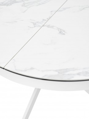 Стол TRENTO 120 HIGH GLOSS STATUARIO Белый мрамор глянцевый, керамика/ белый каркас, ®DISAUR в Советском - sovetskiy.mebel24.online | фото 4