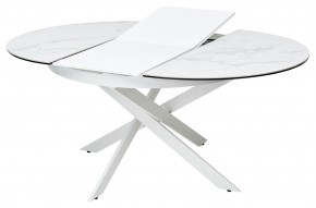 Стол TRENTO 120 HIGH GLOSS STATUARIO Белый мрамор глянцевый, керамика/ белый каркас, ®DISAUR в Советском - sovetskiy.mebel24.online | фото 5
