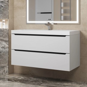 Тумба под раковину Uperwood Tanos 100 см, подвесная, белая/графит в Советском - sovetskiy.mebel24.online | фото