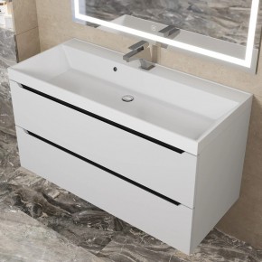 Тумба под раковину Uperwood Tanos 100 см, подвесная, белая/графит в Советском - sovetskiy.mebel24.online | фото 10