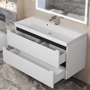 Тумба под раковину Uperwood Tanos 100 см, подвесная, белая/графит в Советском - sovetskiy.mebel24.online | фото 9