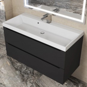 Тумба под раковину Uperwood Tanos 100 см, подвесная, черная матовая в Советском - sovetskiy.mebel24.online | фото