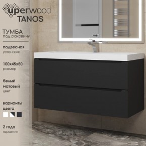 Тумба под раковину Uperwood Tanos 100 см, подвесная, черная матовая в Советском - sovetskiy.mebel24.online | фото 3