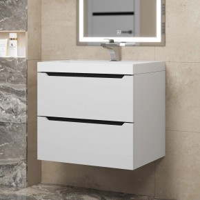 Тумба под раковину Uperwood Tanos 60 см, подвесная, белая/графит в Советском - sovetskiy.mebel24.online | фото