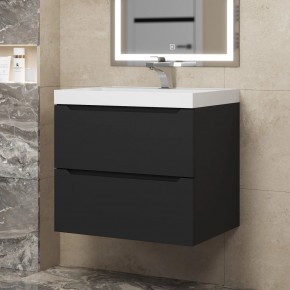 Тумба под раковину Uperwood Tanos 60 см, подвесная, черная матовая в Советском - sovetskiy.mebel24.online | фото