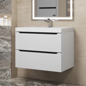 Тумба под раковину Uperwood Tanos 70 см, подвесная, белая/графит в Советском - sovetskiy.mebel24.online | фото