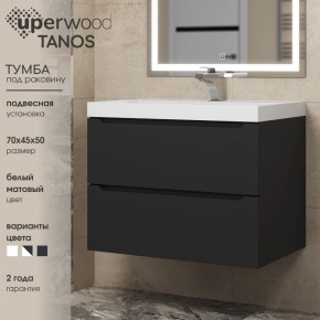 Тумба под раковину Uperwood Tanos 70 см, подвесная, черная матовая в Советском - sovetskiy.mebel24.online | фото 3