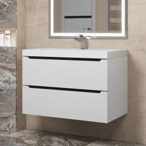 Тумба под раковину Uperwood Tanos 80 см, подвесная, белая/графит в Советском - sovetskiy.mebel24.online | фото