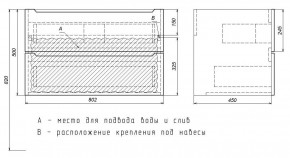 Тумба под раковину Uperwood Tanos 80 см, подвесная, белая/графит в Советском - sovetskiy.mebel24.online | фото 7