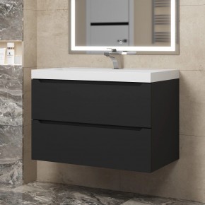 Тумба под раковину Uperwood Tanos 80 см, подвесная, черная матовая в Советском - sovetskiy.mebel24.online | фото
