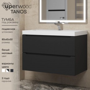 Тумба под раковину Uperwood Tanos 80 см, подвесная, черная матовая в Советском - sovetskiy.mebel24.online | фото 3