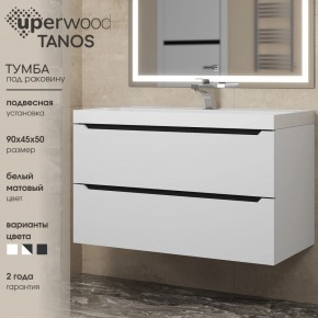 Тумба под раковину Uperwood Tanos 90 см, подвесная, белая/графит в Советском - sovetskiy.mebel24.online | фото 3