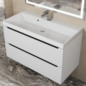 Тумба под раковину Uperwood Tanos 90 см, подвесная, белая/графит в Советском - sovetskiy.mebel24.online | фото 9