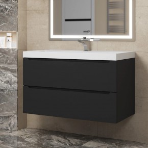 Тумба под раковину Uperwood Tanos 90 см, подвесная, черная матовая в Советском - sovetskiy.mebel24.online | фото
