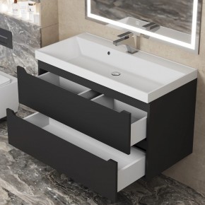 Тумба под раковину Uperwood Tanos 90 см, подвесная, черная матовая в Советском - sovetskiy.mebel24.online | фото 10