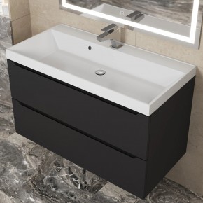 Тумба под раковину Uperwood Tanos 90 см, подвесная, черная матовая в Советском - sovetskiy.mebel24.online | фото 11