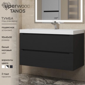 Тумба под раковину Uperwood Tanos 90 см, подвесная, черная матовая в Советском - sovetskiy.mebel24.online | фото 3