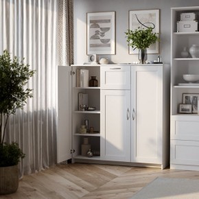 Тумба СИРИУС трехдверная с одним ящиком, цвет белый в Советском - sovetskiy.mebel24.online | фото 4